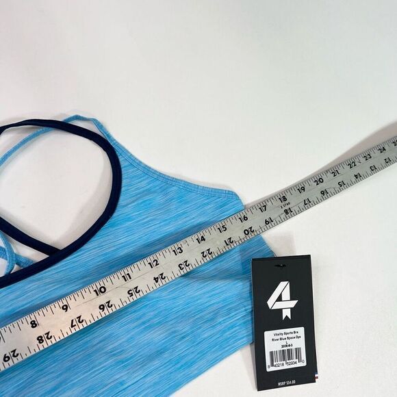 Fourlaps Vitality Sports Bra Womens Large Blue River Space Dye Strappy Back new - Picture 7 of 8